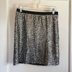 NWT LOFT Sequin Skirt, Silver, Size 6